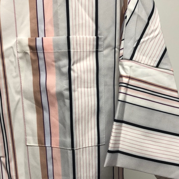 NEW Hi Lo Striped Button Up Blouse - Picture 3 of 6